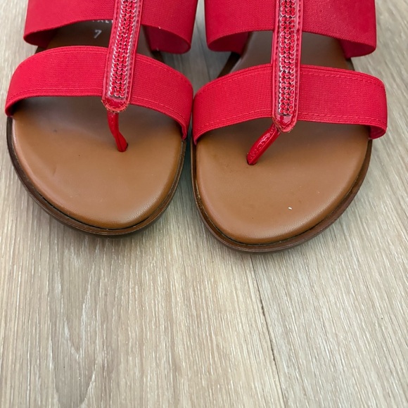 Italian Shoemakers Red Slide Sandals with Rhinestone Detail – Size 7 - Picture 2 of 6